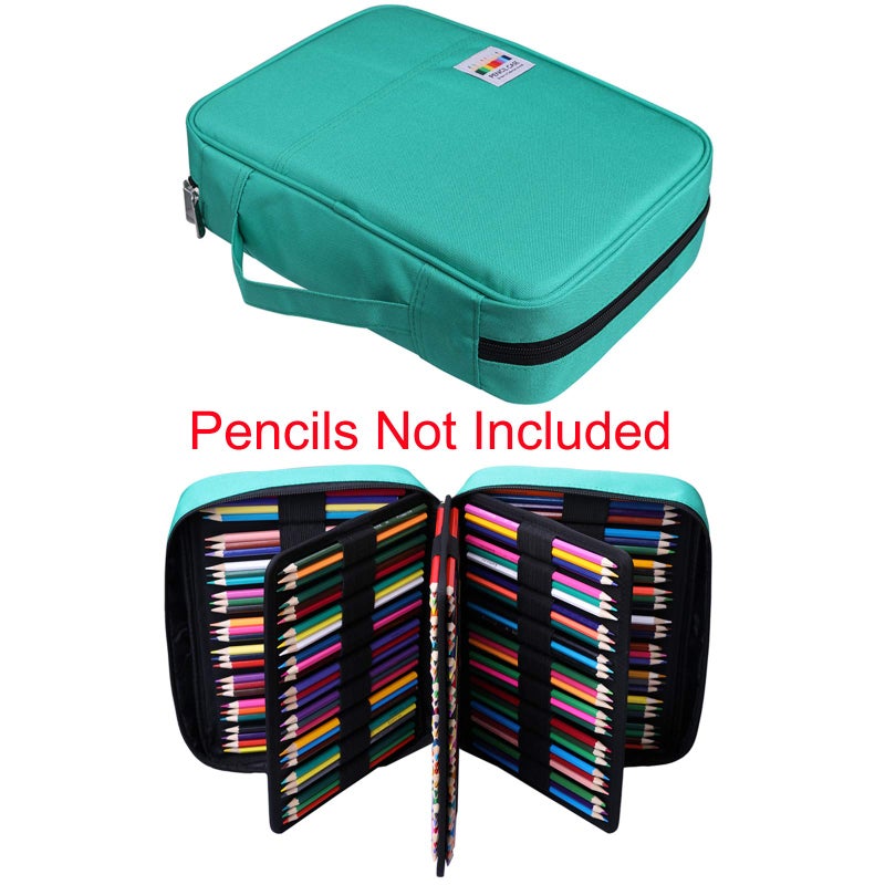 BOMKEE Pencil Case for Adults 220 Slots Colored Pencils Gel Pen Organizer Bag with Zipper for Artist Handy Glitter Gel Pens, Refills, Waterproof Coloring Holder Pencils Case(Green) - Image 5